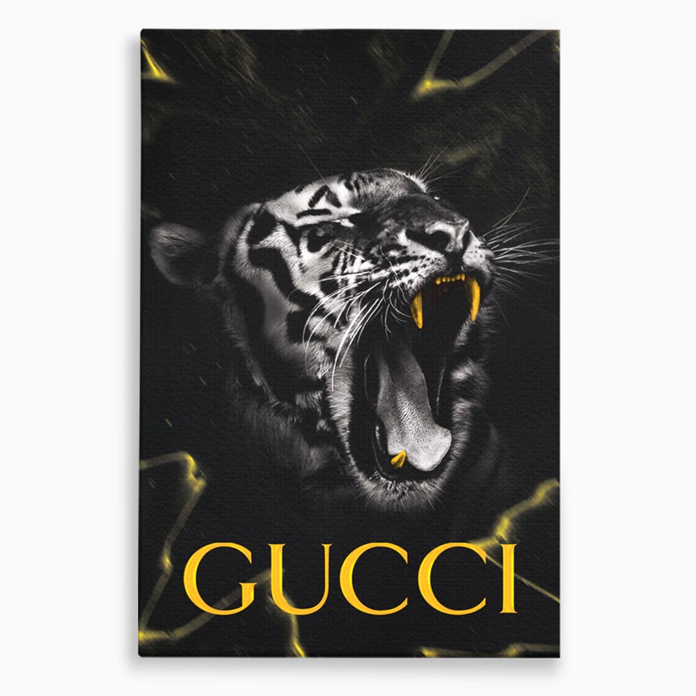 Tablou canvas cu tablou vertical cu tigru si text, fara rama, pe sasiu de lemn